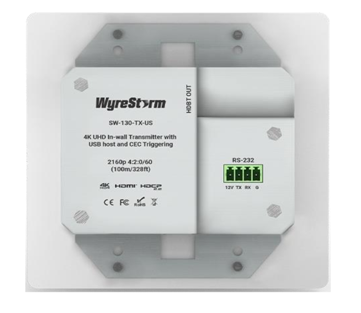 WyreStorm SW130TX 3 Input HDBaseT Wall Plate Transmitter Auto or